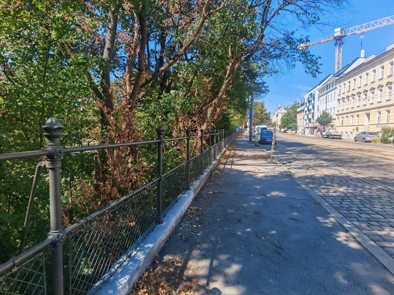 Linzer Straße mit Park und Haus