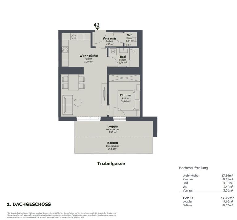Grundriss TOP 43