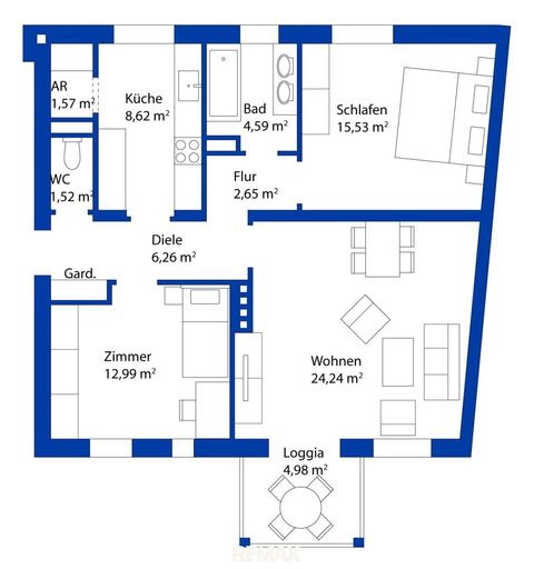 Wohnungsplan - möbliert