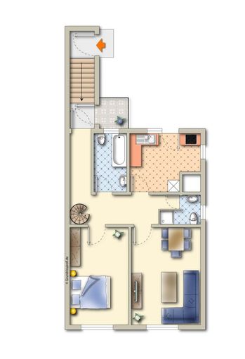 Grundrissplan Klosterneuburg EG möbiliert