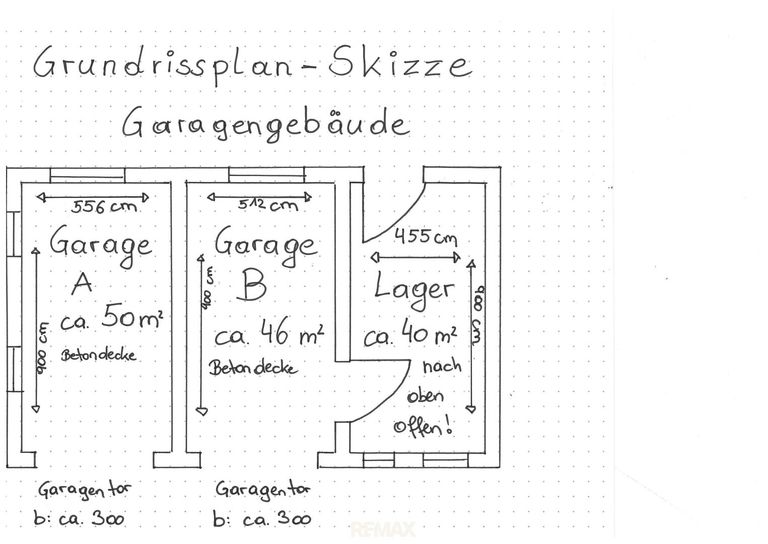Grundrissplan - Skizze - Garagengebäude