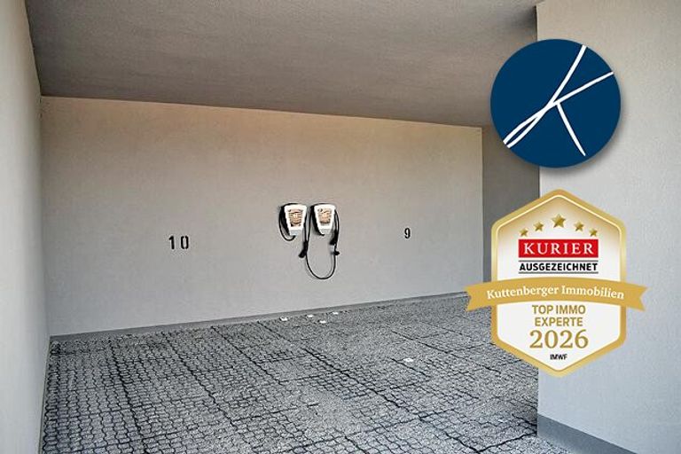 Überdachter Autoabstellplatz mit Ladestation
