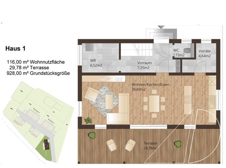Grundriss EG Haus 1