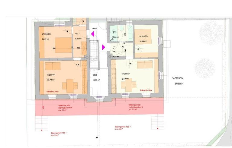 Grundriss EG mit Balkon