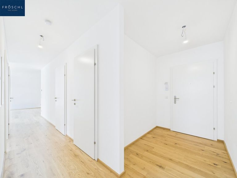 Blick auf den Gang und Eingang der Wohnung Top 13