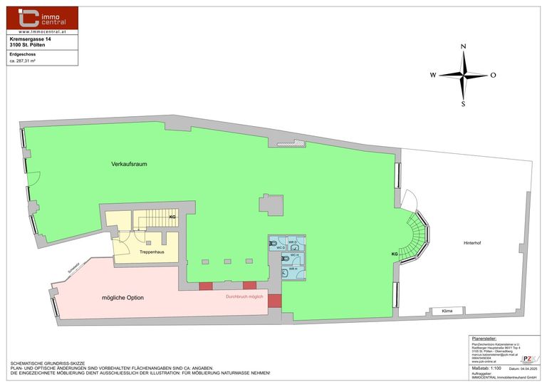 Planskizze Erdgeschoss