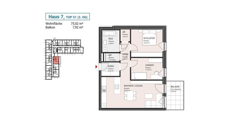 Haus 7, Top 51 (3. OG)