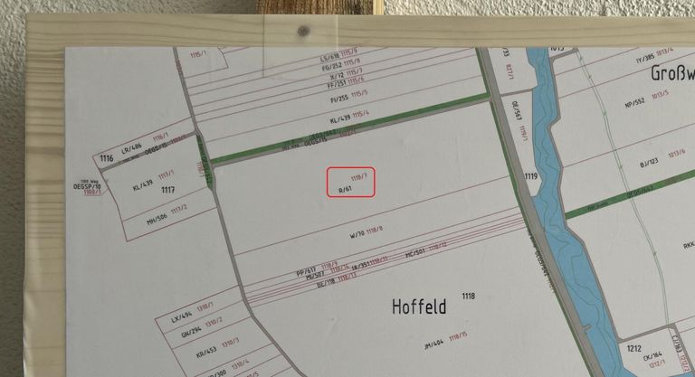 Plan mit Markierung vorl. Gr. Stk.