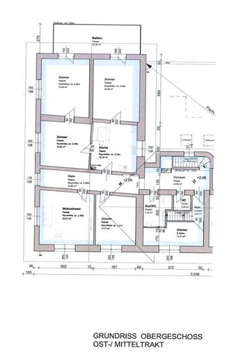 Grundriss Obergeschoss Ost Mitteltrakt