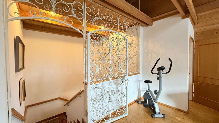 Stiegaufgang mit Schmiedeeisenraumteiler