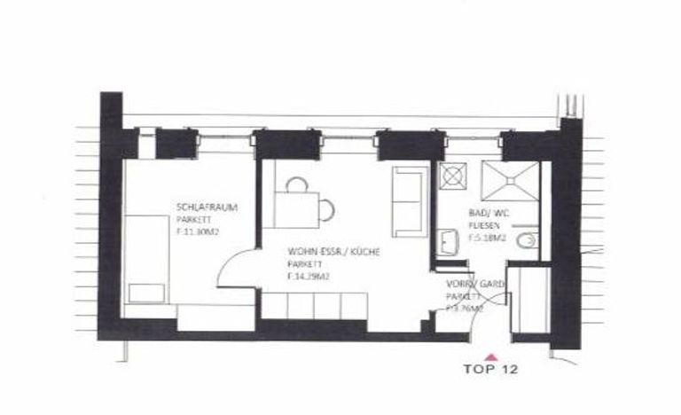 Grundriss Top 12, Besichtigung ab Jänner