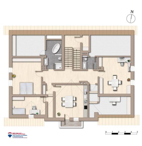 Grundriss Dachgeschoss möbliert