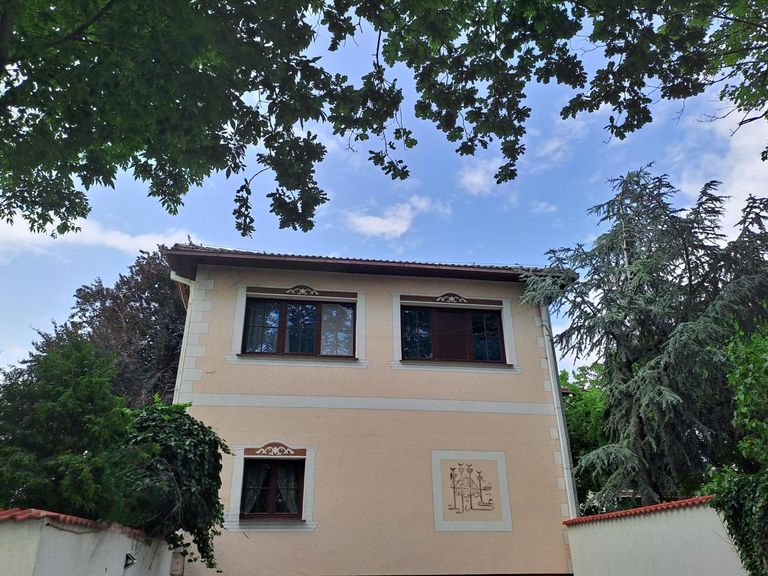 Straßenansicht mit Zufahrt in die Garage