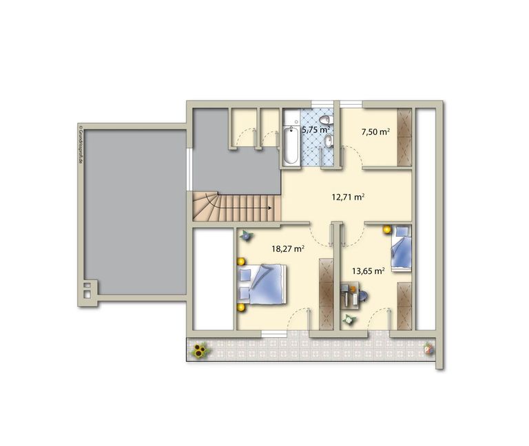 Plan Obergeschoß möbliert