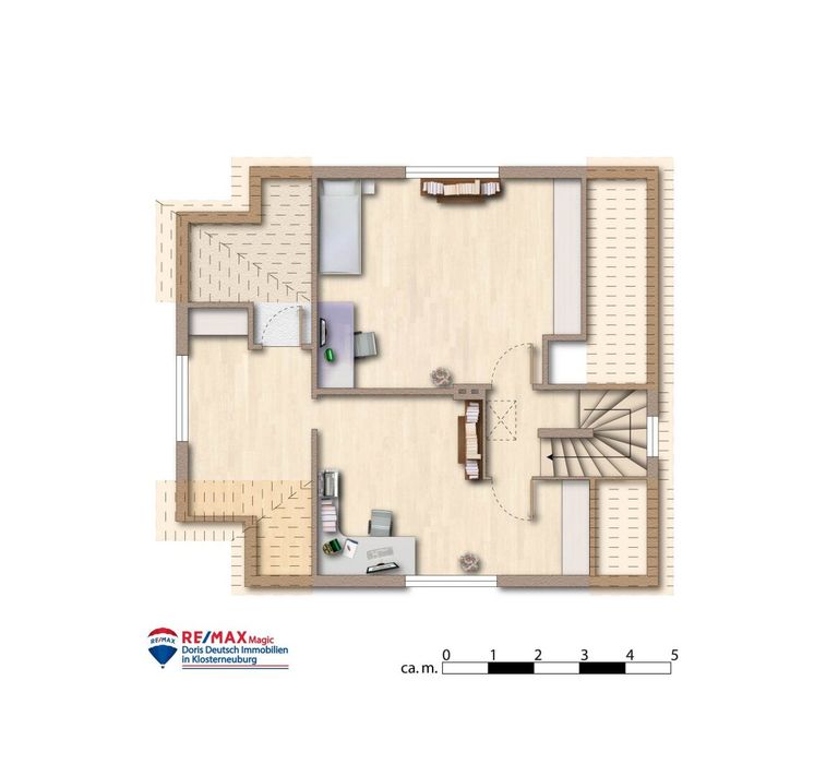 Grundriss Dachgeschoss möbliert