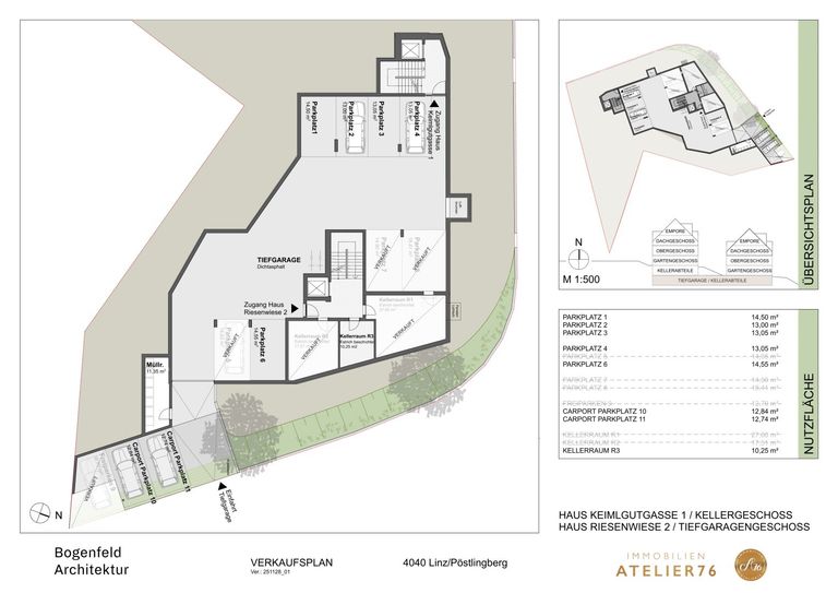 Haus K, R - Tiefgarage, Carports, Kellerabteile