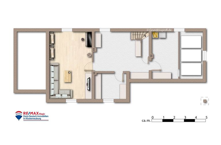 Grundriss Kellergeschoss möbliert