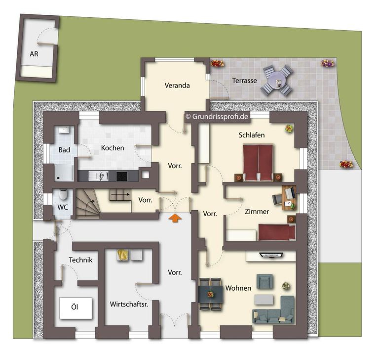 EG als schematische Darstellung möbliert