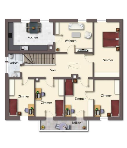 DG als schematische Darstellung möbliert