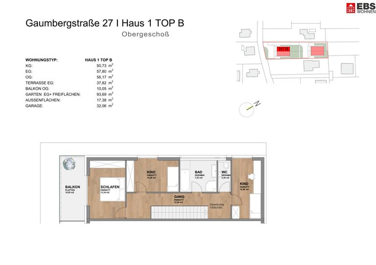 Plan Haus 1 B - Obergeschoß