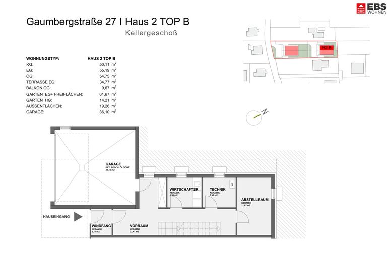 Plan Haus 2 B - Kellergeschoß