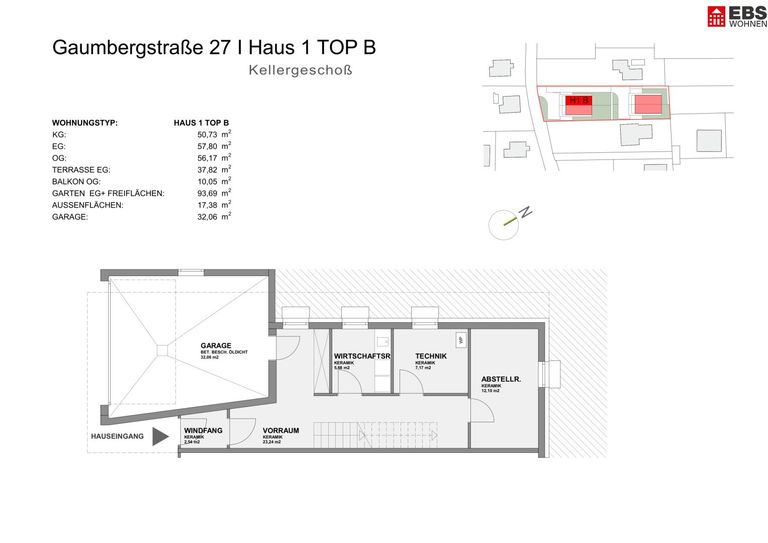 Plan Haus 1 B - Kellergeschoß
