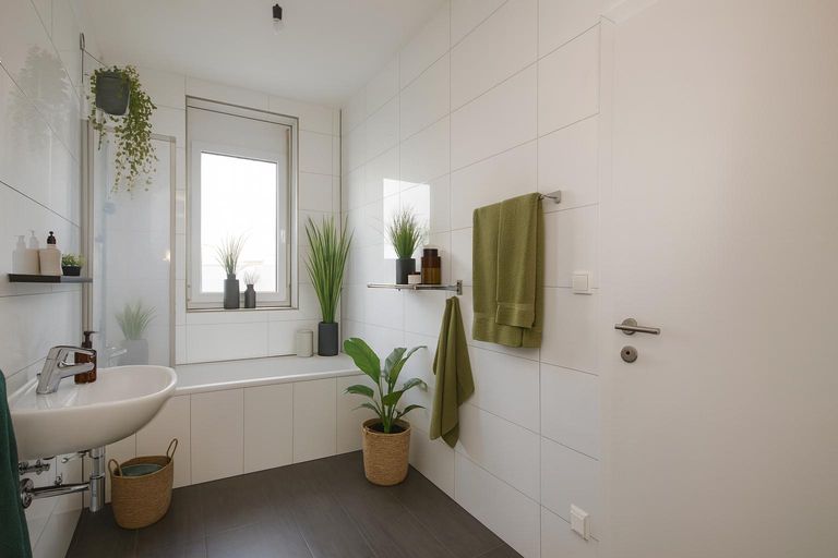 Badezimmer von beiden Räumen aus begehbar