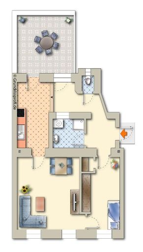 11. Eigentumswohnung 1050 Grundriss möbliert