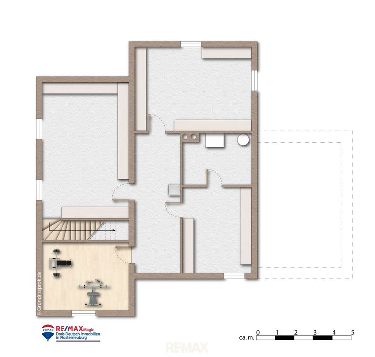 Grundriss Kellergeschoss möbliert
