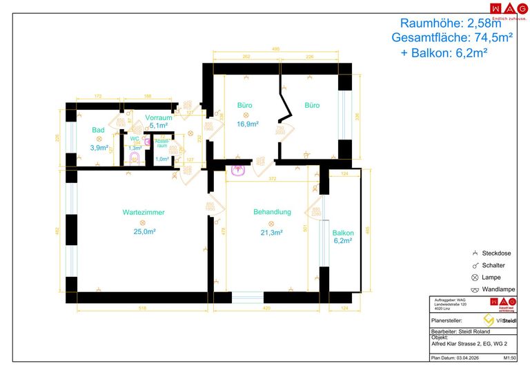 Plan Ordination Klar Straße 2