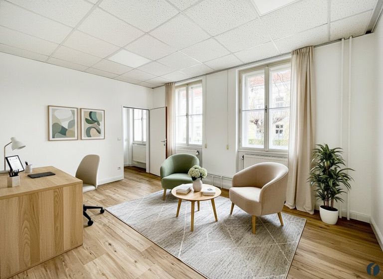 Einrichtungsbeispiel Praxisraum (KI generiert)