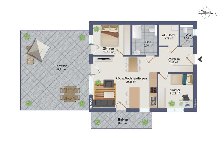 Grundriss Austraße Top 7