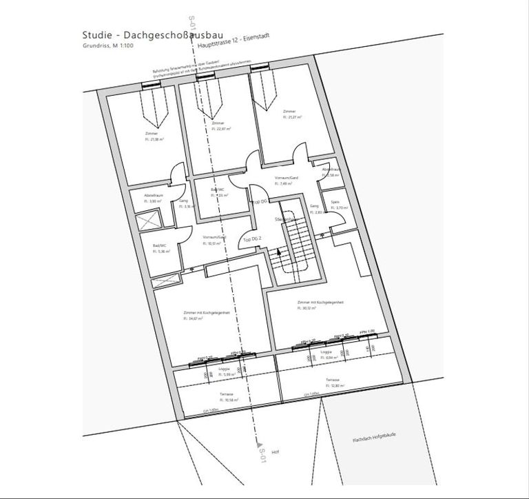Studie DG Ausbau möglicher Wohnungsplan zwei Tops