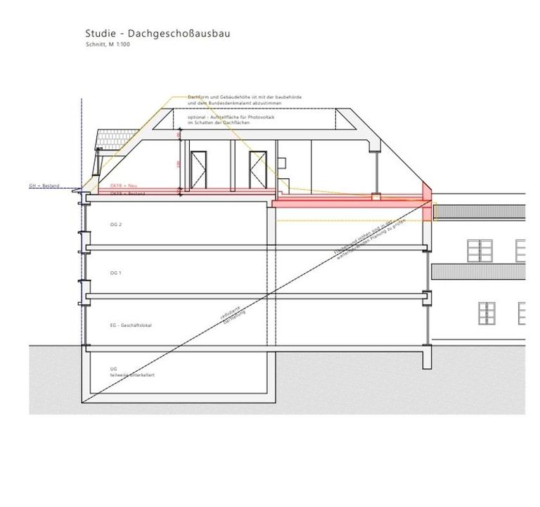 Studie DG Ausbau Dach-Seitenschnitt