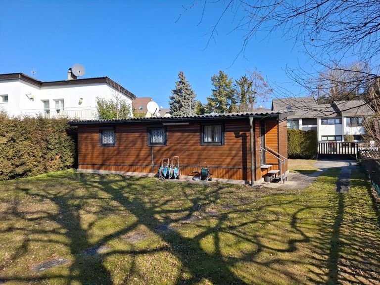 Mobilheim Gartenansicht