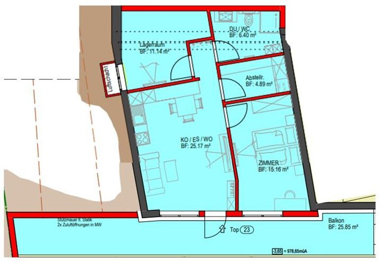 Pfunds - Grundriss - Top 23