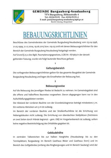 Bebauungsrichtlinien Burgauberg Neudauberg_0