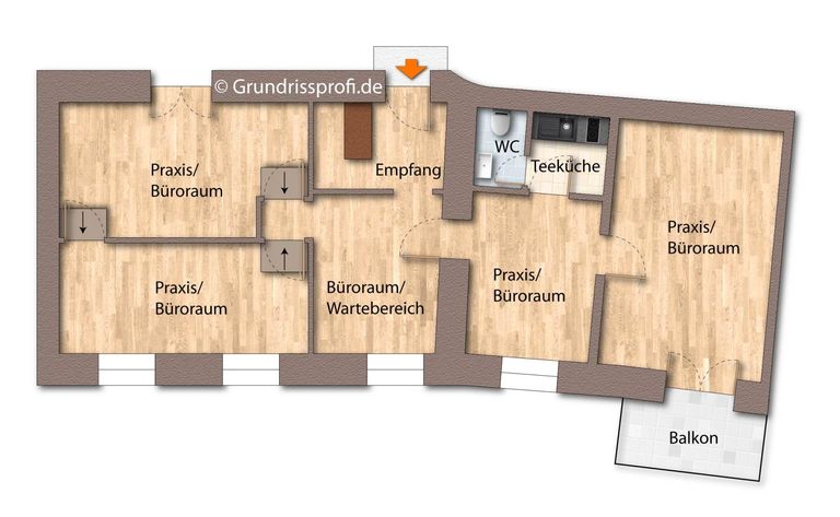 Grundriss als schematische Darstellung unmöbliert