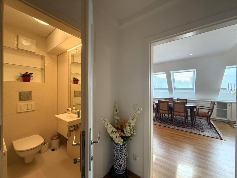 Gästetoilette ( 1 / 2 ) und Blick ins Wohnzimmer