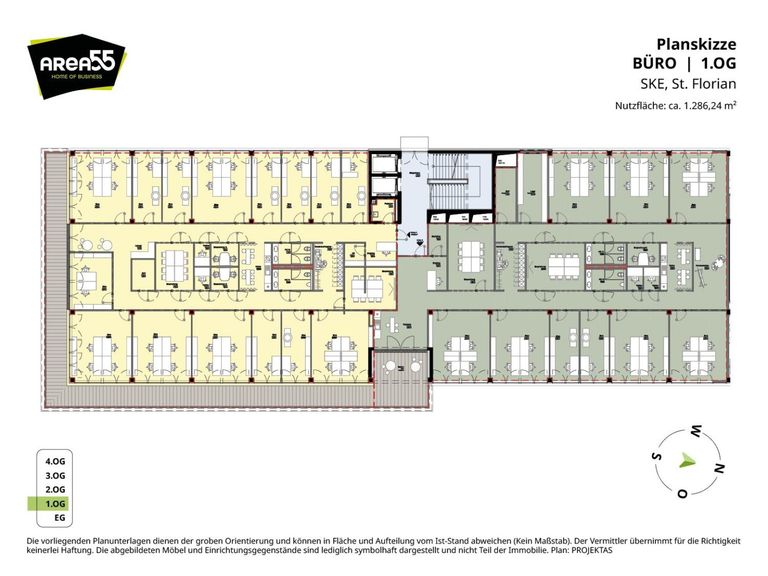 Planskizze Bürogebäude 1.OG