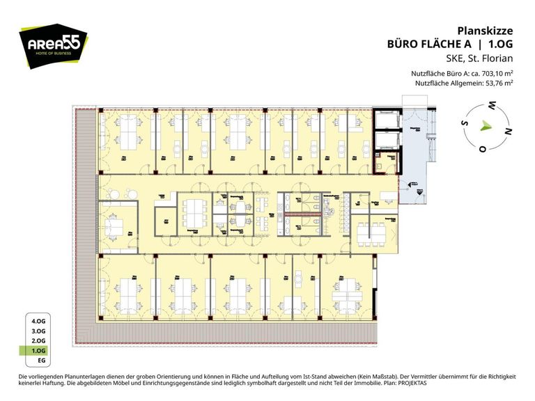 Planskizze Bürogebäude 1.OG - Teil A