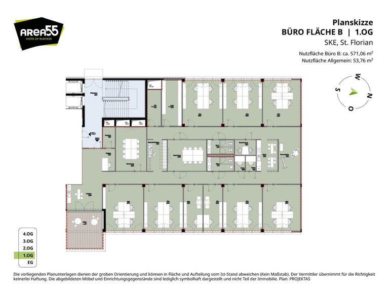 Planskizze Bürogebäude 1.OG - Teil B