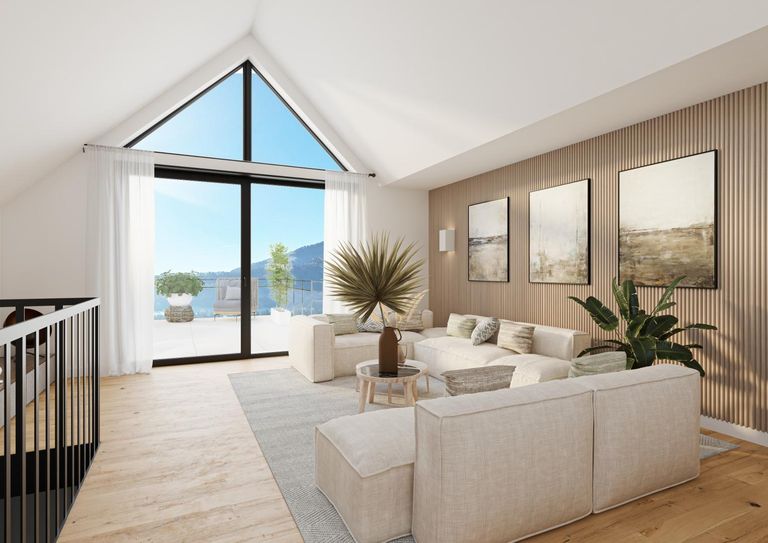 Beispielbild Wohnzimmer mit Balkon im DG