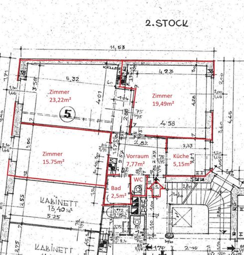 Grundrissplan markiert