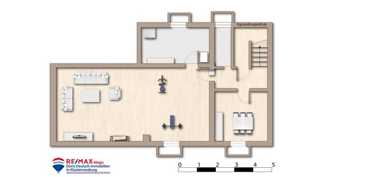 Grundriss Kellergeschoss möbliert