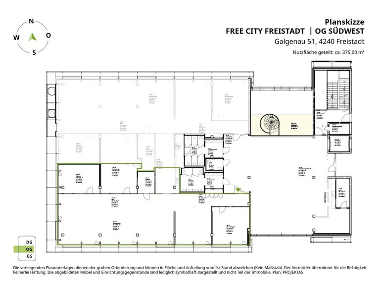 Planskizze Südwest ca. 375 m² Teilungsoption