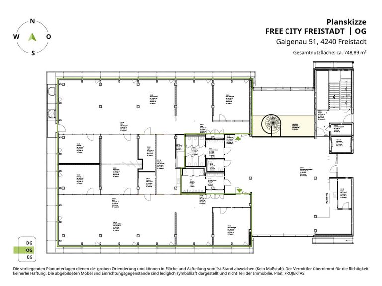 Planskizze ca. 750 m² 1. OG