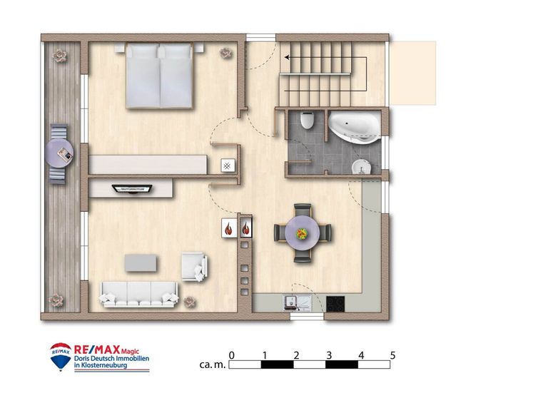 Grundriss Obergeschoss möbliert
