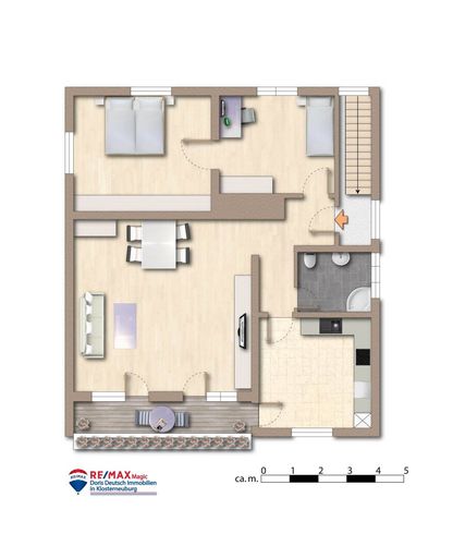 Grundriss Obergeschoss möbliert