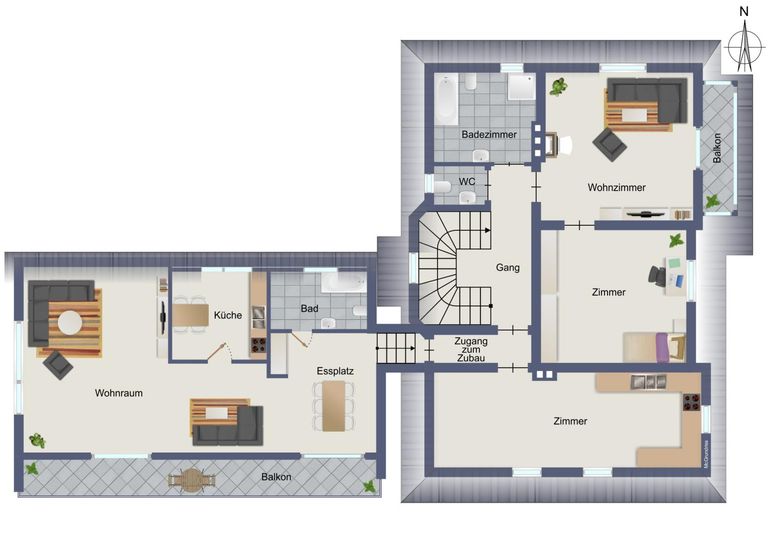 Obergeschoß Alt-und Zubau